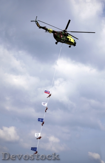 Devostock Helicopter Rope Flags Skydivers