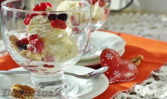 Devostock Ice Cream Berries Fruits