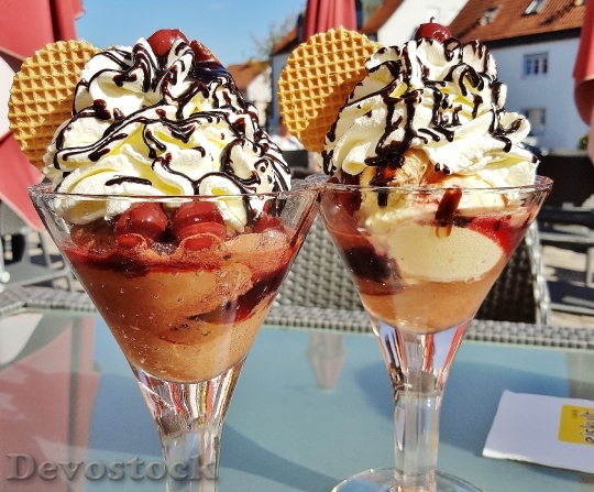 Devostock Ice Cream Fruits Dessert