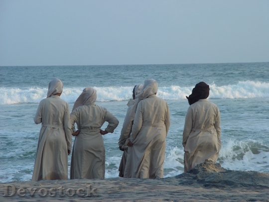 Devostock India Nuns Sea Believe