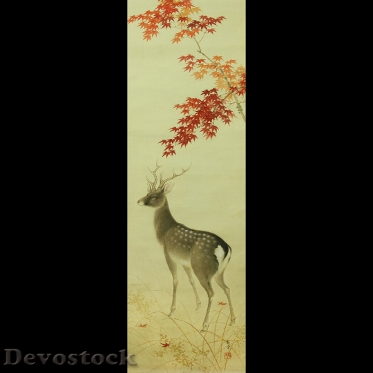 Devostock Japan Japanese Scroll Deer