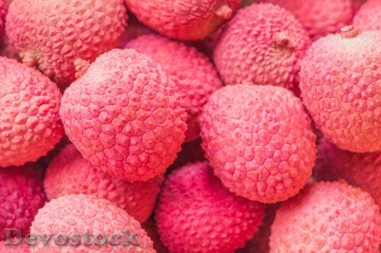 Devostock Lychee Fruits Pink Food