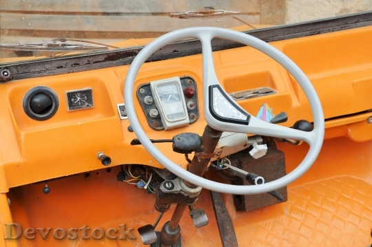 Devostock Mehari Car Orange Steering 1