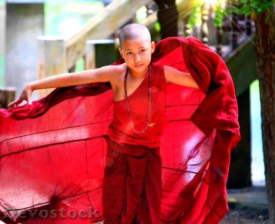 Devostock Monk Myanmar Red Burma