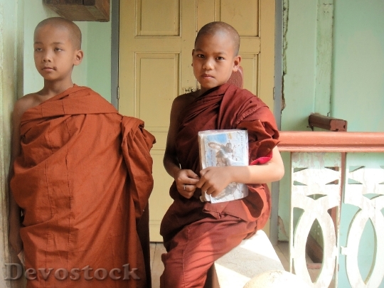 Devostock Monks Myanmar Religion Buddhism