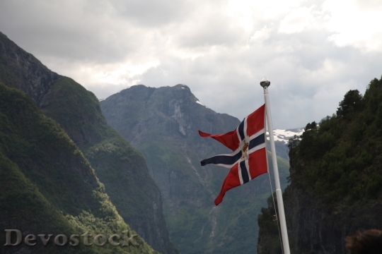 Devostock Norway National Flag Fjord