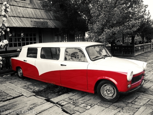 Devostock Old Car Vintage Red