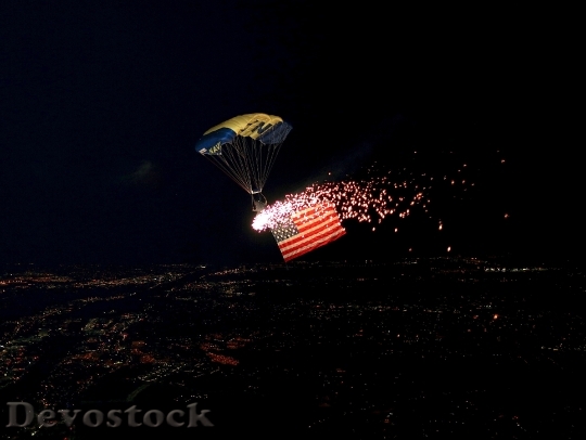 Devostock Parachutist Flag Fireworks 578520