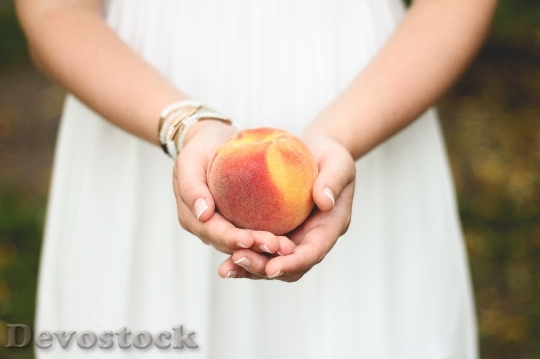 Devostock Peach Fruit Hands 698592