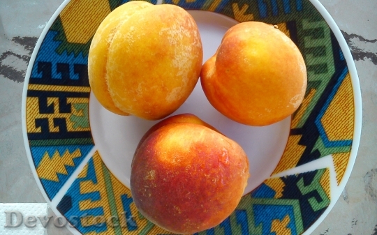 Devostock Peaches Fruits Dish Summer