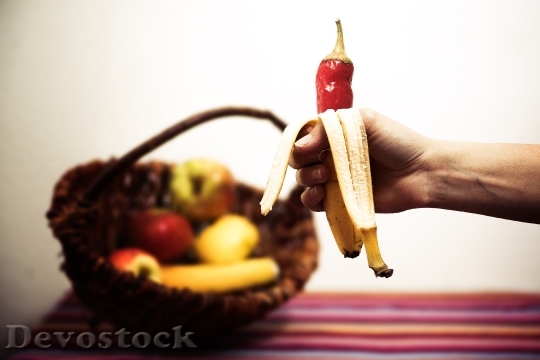 Devostock Pepperoni Banana Composition Eat