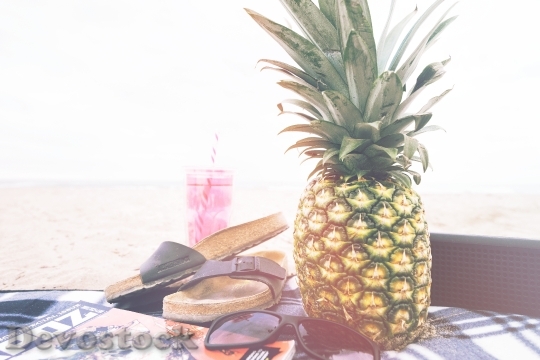 Devostock Pineapple Sandals Fruit Sunglasses