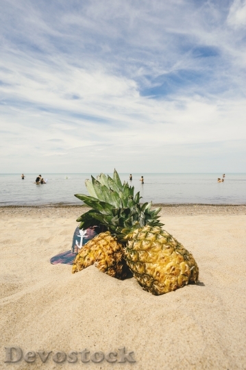 Devostock Pineapples Sand Beach Summertime 0