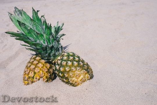 Devostock Pineapples Sand Beach Summertime 1