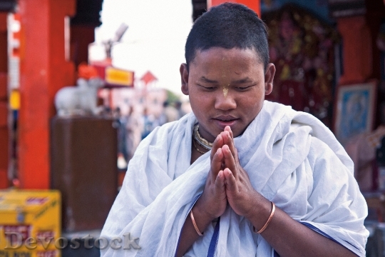 Devostock Pray India Boy Peace