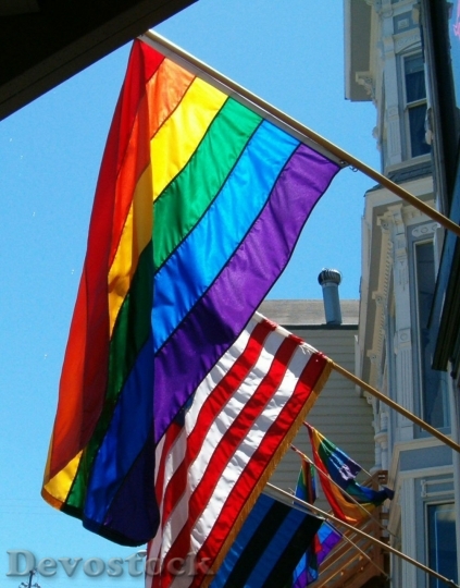 Devostock Rainbow Flag Gay Friendly