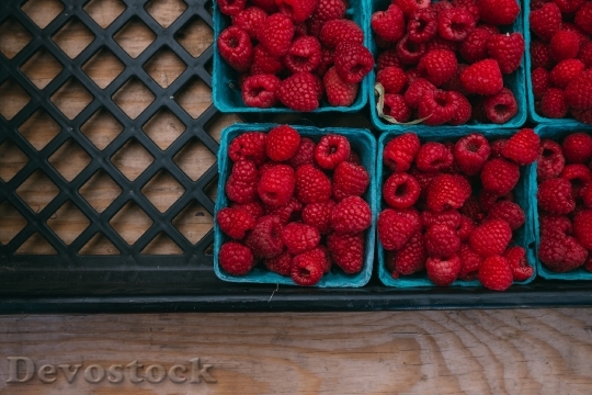 Devostock Raspberries Fruit Cartons Food
