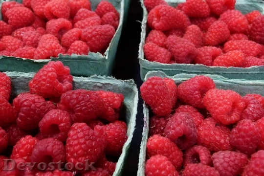 Devostock Raspberries Red Berries Fruits