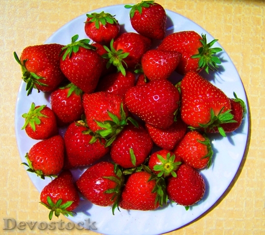 Devostock Red Strawberry Earth Fruit