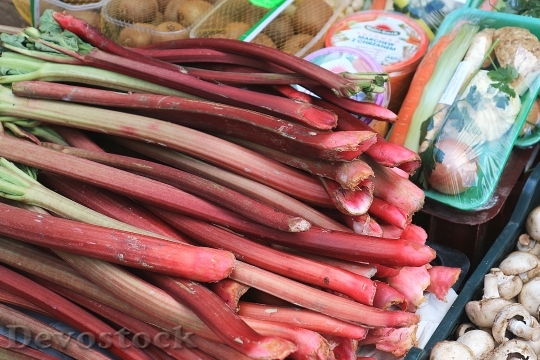 Devostock Rhubarb Market Fruit Vegetables