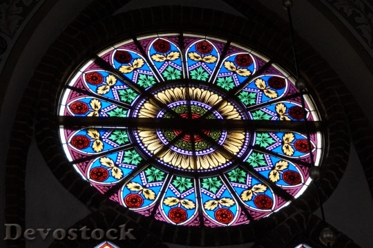 Devostock Rosette Church Window Stained 0