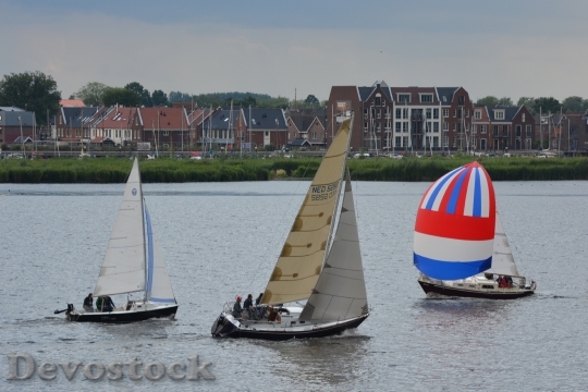 Devostock Sailing Boat Sailing Flag