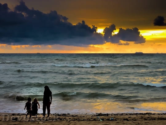 Devostock Sea Sunset Hdr Family