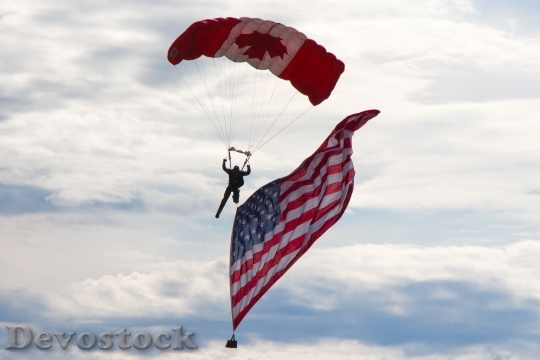 Devostock Skydiver Usa Flag Canadian