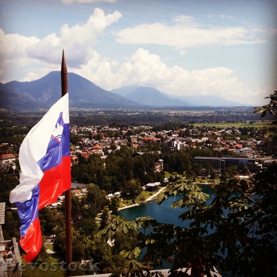 Devostock Slovenia Flag Lake Mountain