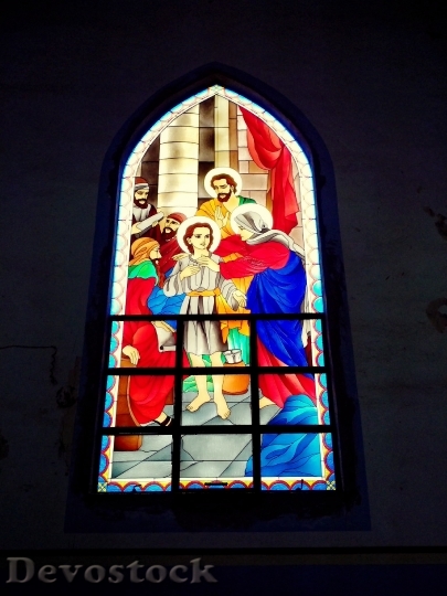 Devostock Stained Glass Window Church 14