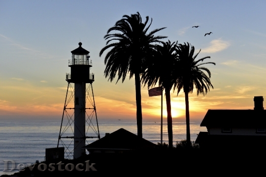 Devostock Sunset Seascape Water Lighthouse 0