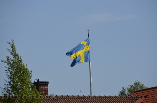 Devostock Swedish Flag Blue Sky