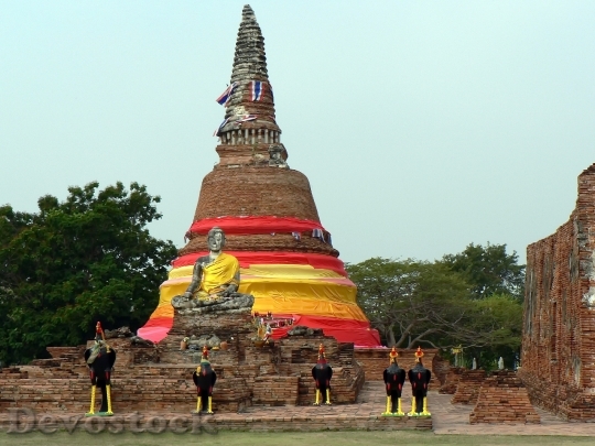 Devostock Thailand Ayutthaya Stupa Buddha