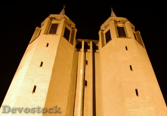 Devostock Towers Tall Church Night