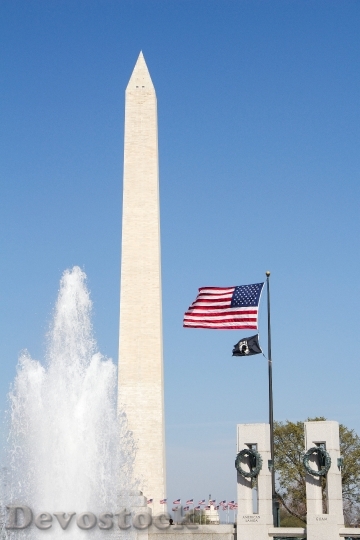 Devostock Washington Monument Usa Flag