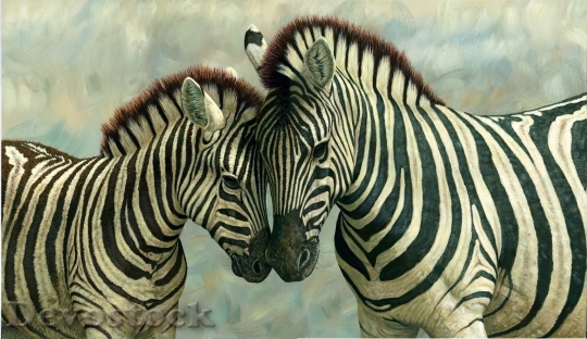 Devostock Zebra With Young Painting