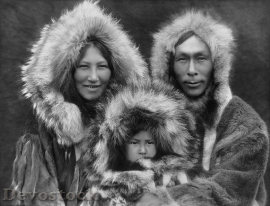 Devostock Inupiat Family from Noatak, Alaska, 1929, Edward S. Curtis