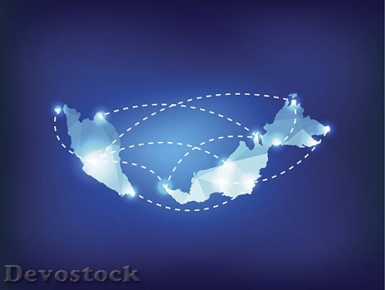 Devostock malaysia-country-map-polygonal-with-spot-lights-pl$1