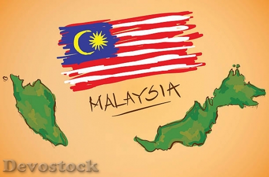 Devostock malaysia-map-and-national-flag-vector-vector-id483$1