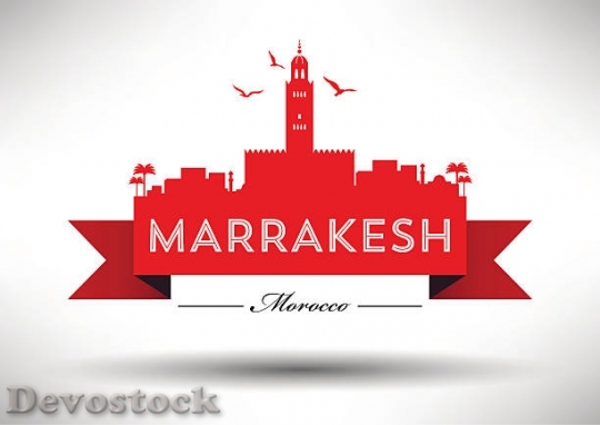 Devostock marrakesh-skyline-with-typography-design-vector-id$1
