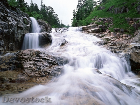 Devostock Beautiful Cascade Waterfall In