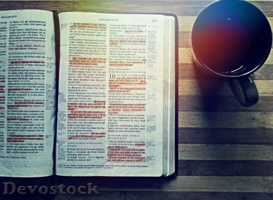 Devostock Bible Coffee Reading Drink