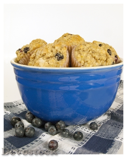 Devostock Blueberry Muffins Bowl Breakfast