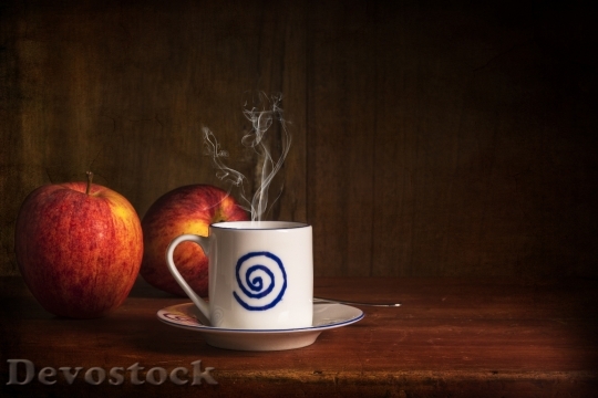 Devostock Bodegones Coffee Apples Smoke