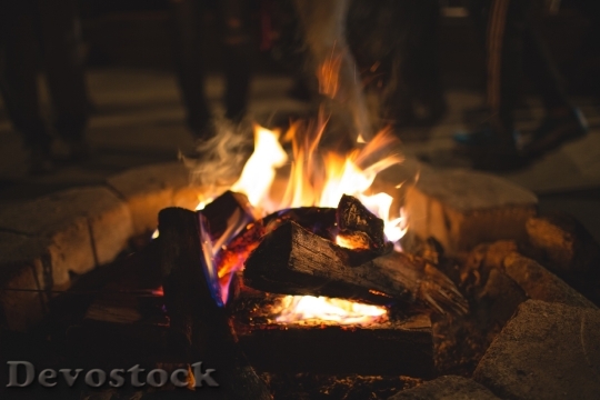 Devostock Bonfire Flames Wood Logs