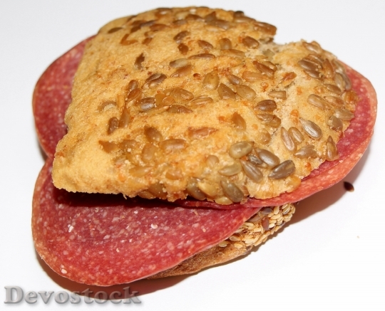 Devostock Bread Sandwich Salami Bread
