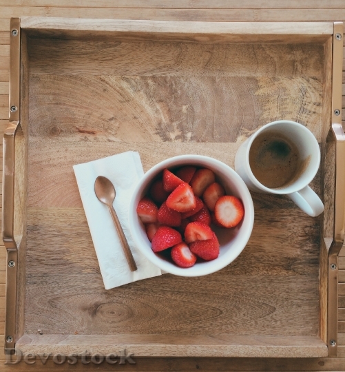 Devostock Breakfast Tray Strawberries Cup