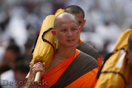 Devostock Buddhists Monks Orange Robes 1