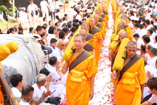 Devostock Buddhists Monks Orange Robes 3