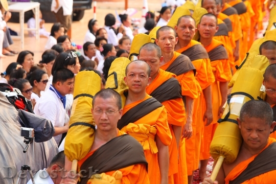 Devostock Buddhists Monks Orange Robes 4